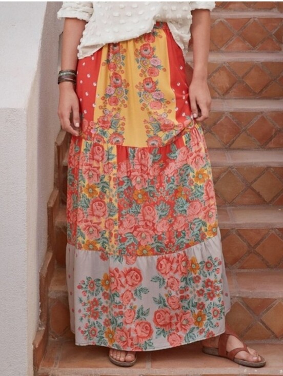 Sundance Dresses & Skirts - 🌻NWT Sundance Floral Patchwork Maxi Skirt - Orange, Yellow